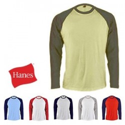 RESTPOSTEN HANES BASEBALL LANGARM T-SHIRT Restposten S M L XL XXL